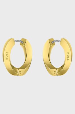 Gold-tone twisted hoop earrings, Gold tone