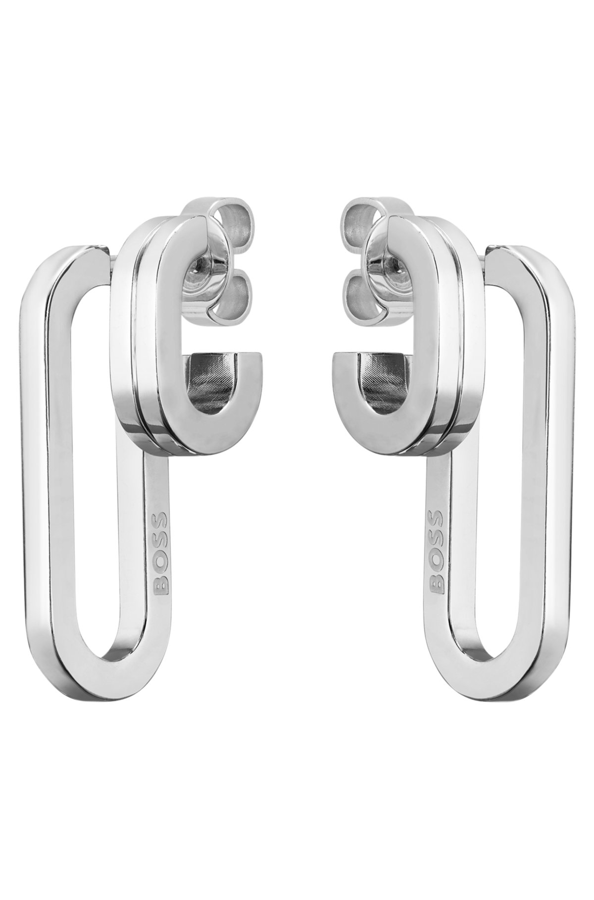 BOSS - Ohrringe mit polierten Gliedern und Edelstahl-Verschluss | Lange Ketten