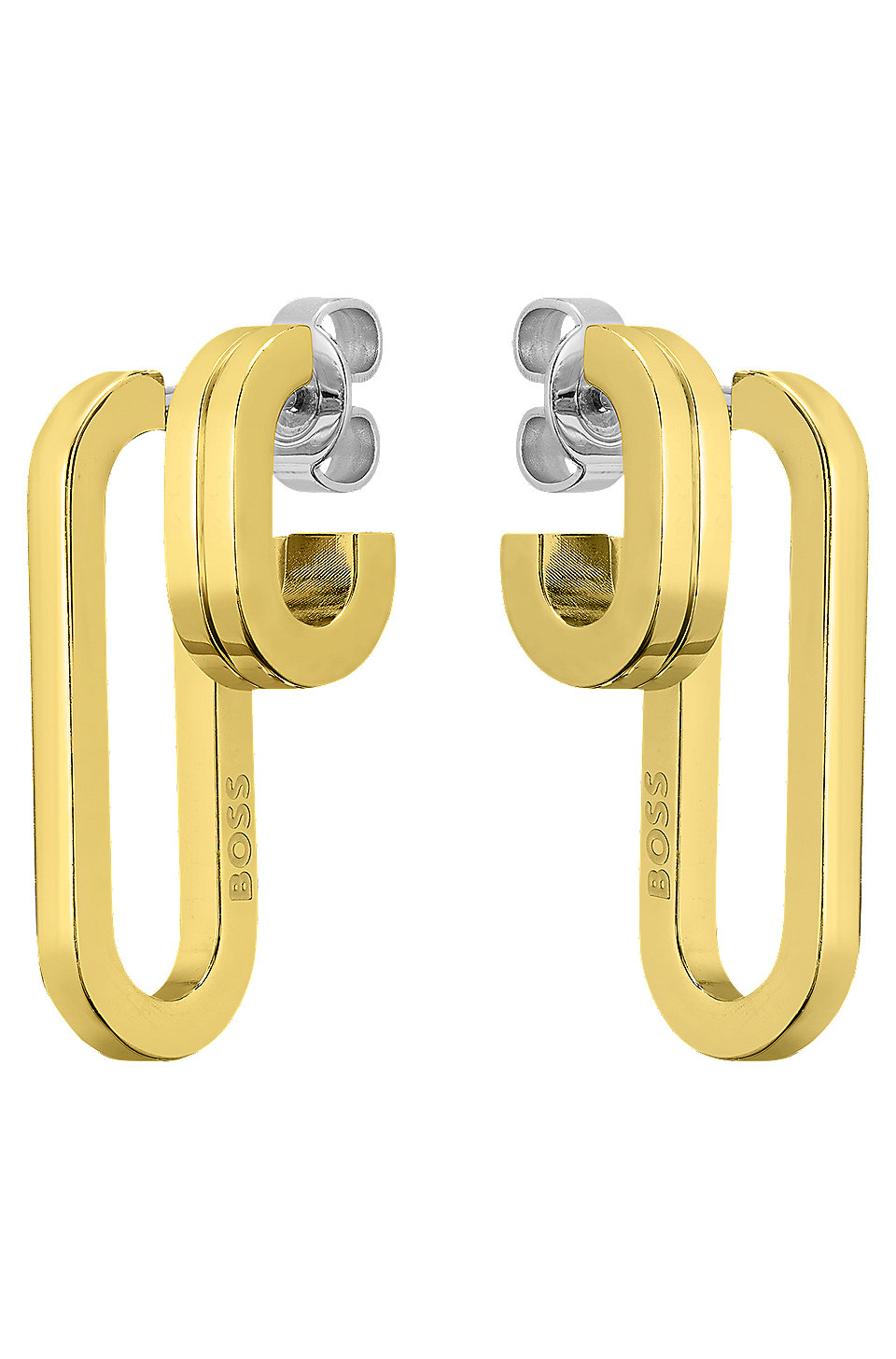 BOSS - Ohrringe mit polierten Gliedern und Edelstahl-Verschluss