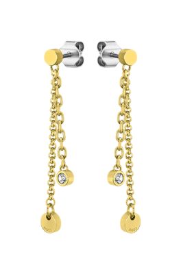 BOSS - Multi-chain earrings with medallions and crystals - Gold tone