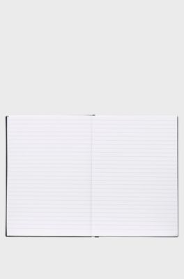 Grey-striped A5 notebook in faux leather, Patterned