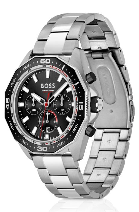 BOSS - pulsera de eslabones y bisel geométrico