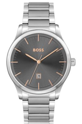 BOSS Grey dial watch with link bracelet