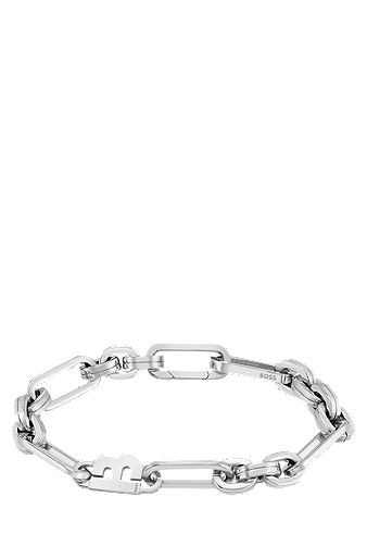 Silver-tone link bracelet with 'B' element, Silver