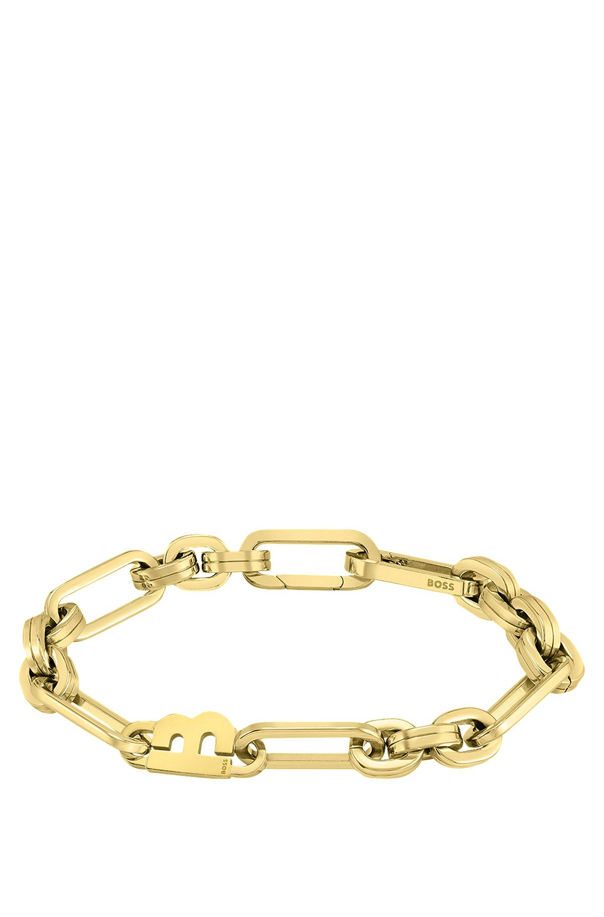 Goudkleurige schakelarmband met 'B'-element, goud