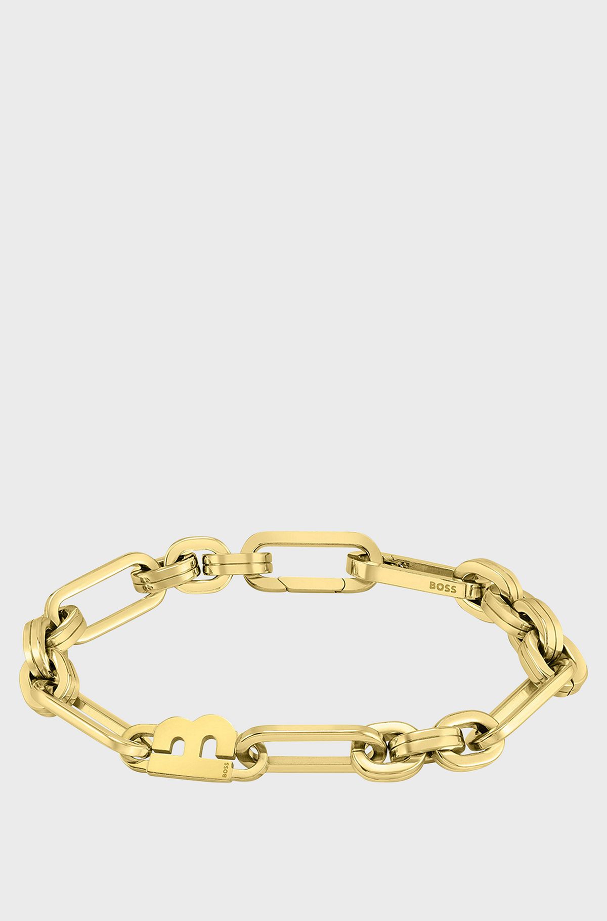 Gold-tone link bracelet with 'B' element, Gold