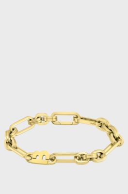 Goldfarbenes Gliederarmband mit B-Element, Goldfarben