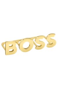 Lichtgoudkleurige knokkelring met logoletters, Goudkleurig