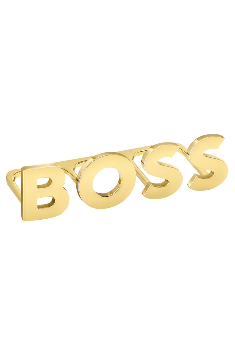 Light-gold tone knuckle ring with logo letters