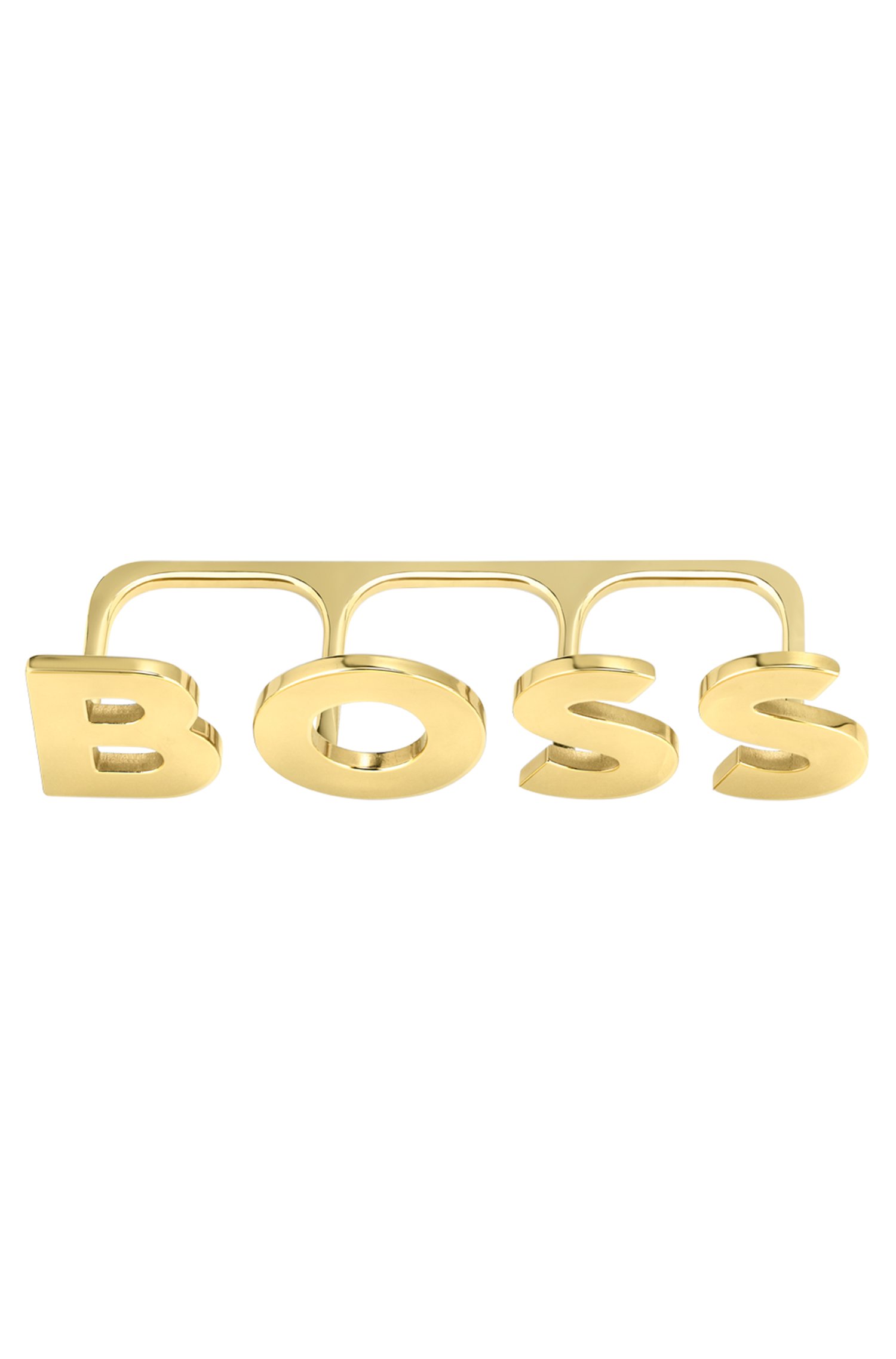 Boss Light-gold tone knuckle ring with logo letters dam – bild 3