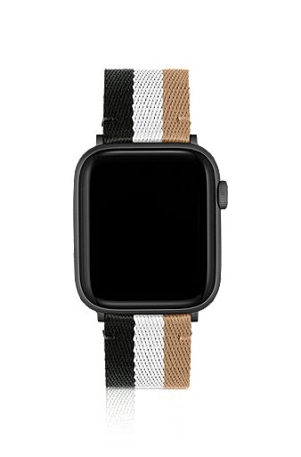 Signature-stripe strap for Apple Watch, Black