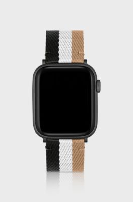 Signature-stripe strap for Apple Watch, Black