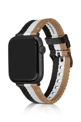 Signature-stripe strap for Apple Watch, Black