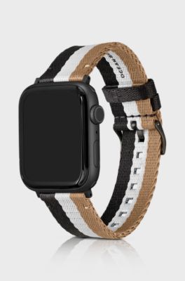 Signature-stripe strap for Apple Watch, Black