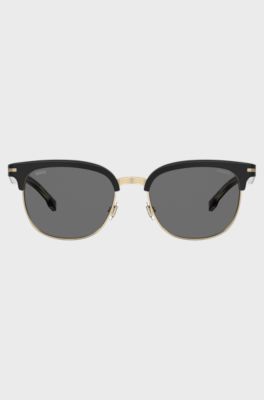 Gafas de sol negras con detalles en tono dorado, Negro