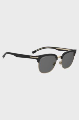 Gafas de sol negras con detalles en tono dorado, Negro