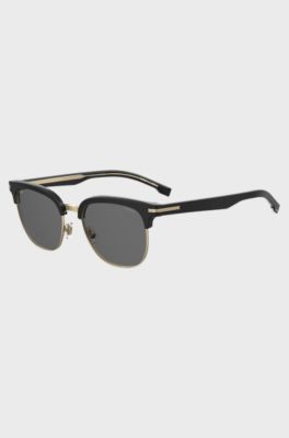 Gafas de sol negras con detalles en tono dorado, Negro