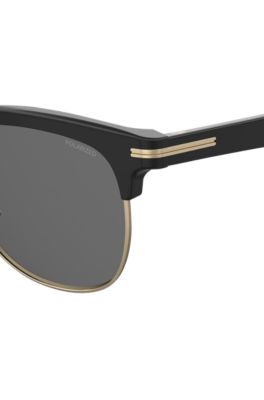 Black sunglasses with gold-tone details, Black