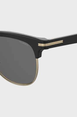 Gafas de sol negras con detalles en tono dorado, Negro