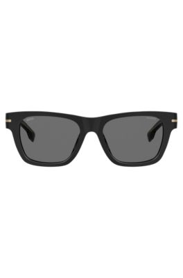 Schwarze Sonnenbrille mit goldfarbenen Details, Schwarz