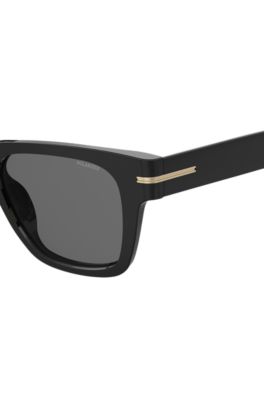 Schwarze Sonnenbrille mit goldfarbenen Details, Schwarz