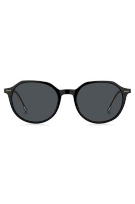 Black-acetate sunglasses with gold-tone detailing, Black
