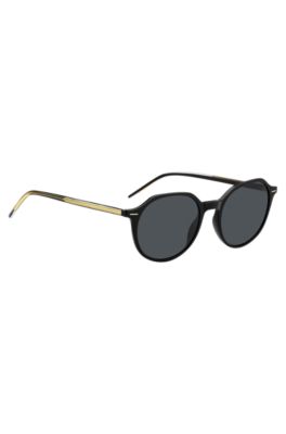 Black-acetate sunglasses with gold-tone detailing, Black