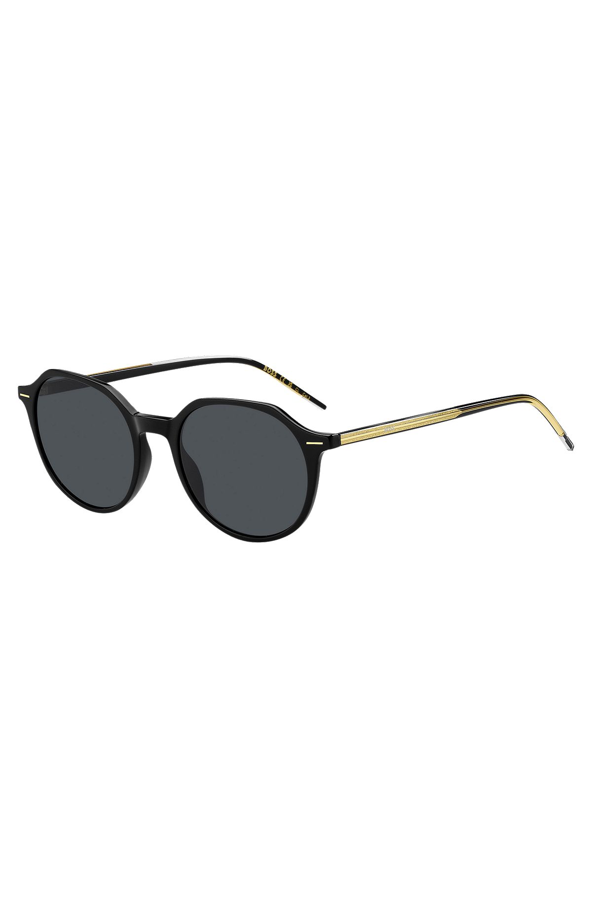 Black-acetate sunglasses with gold-tone detailing, Black