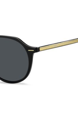 Black-acetate sunglasses with gold-tone detailing, Black