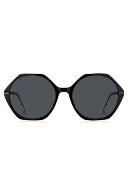 Black-acetate sunglasses with angular frames, Black