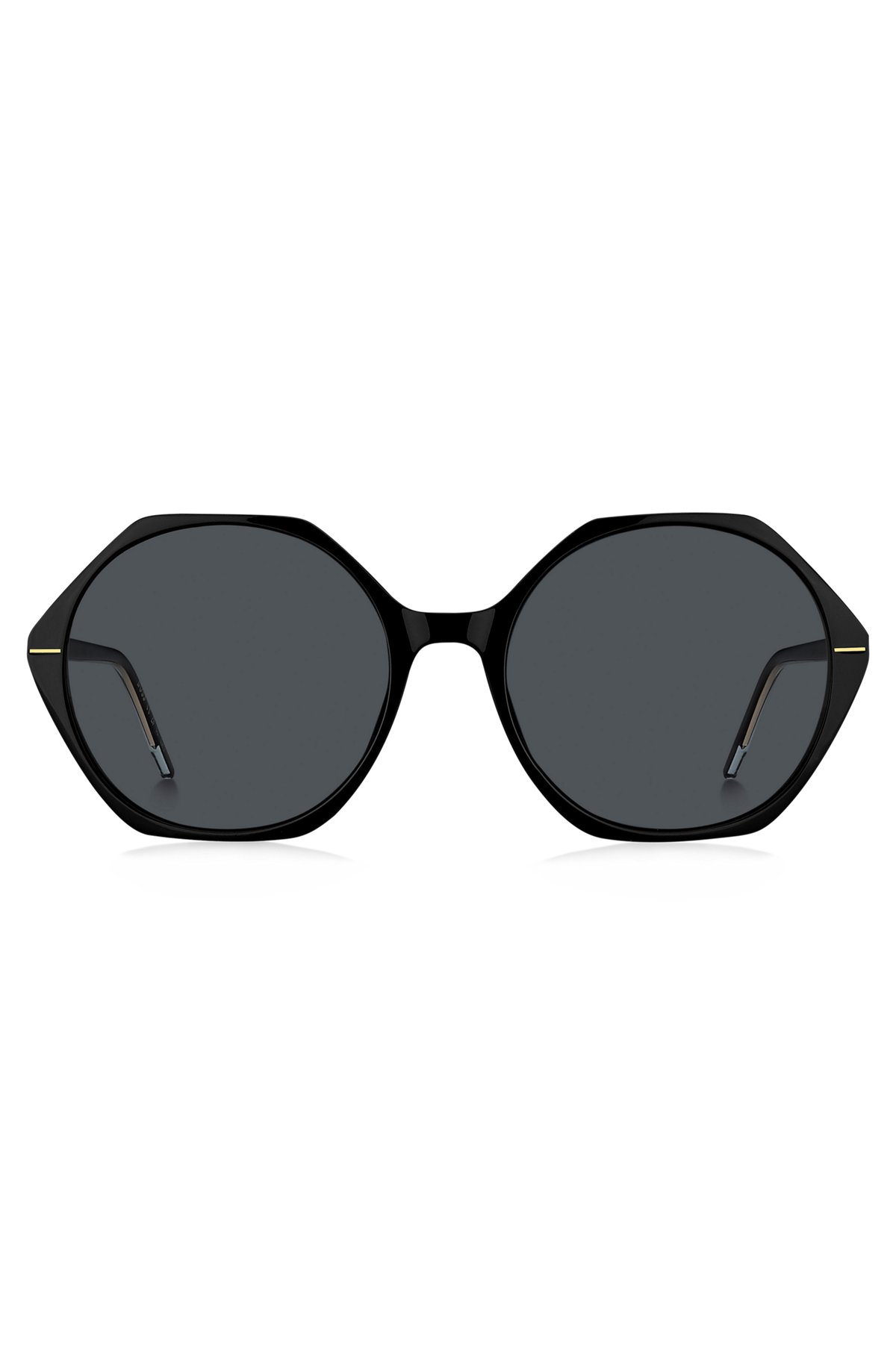 Black-acetate sunglasses with angular frames, Black