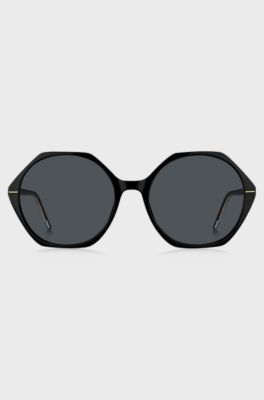 Black-acetate sunglasses with angular frames, Black