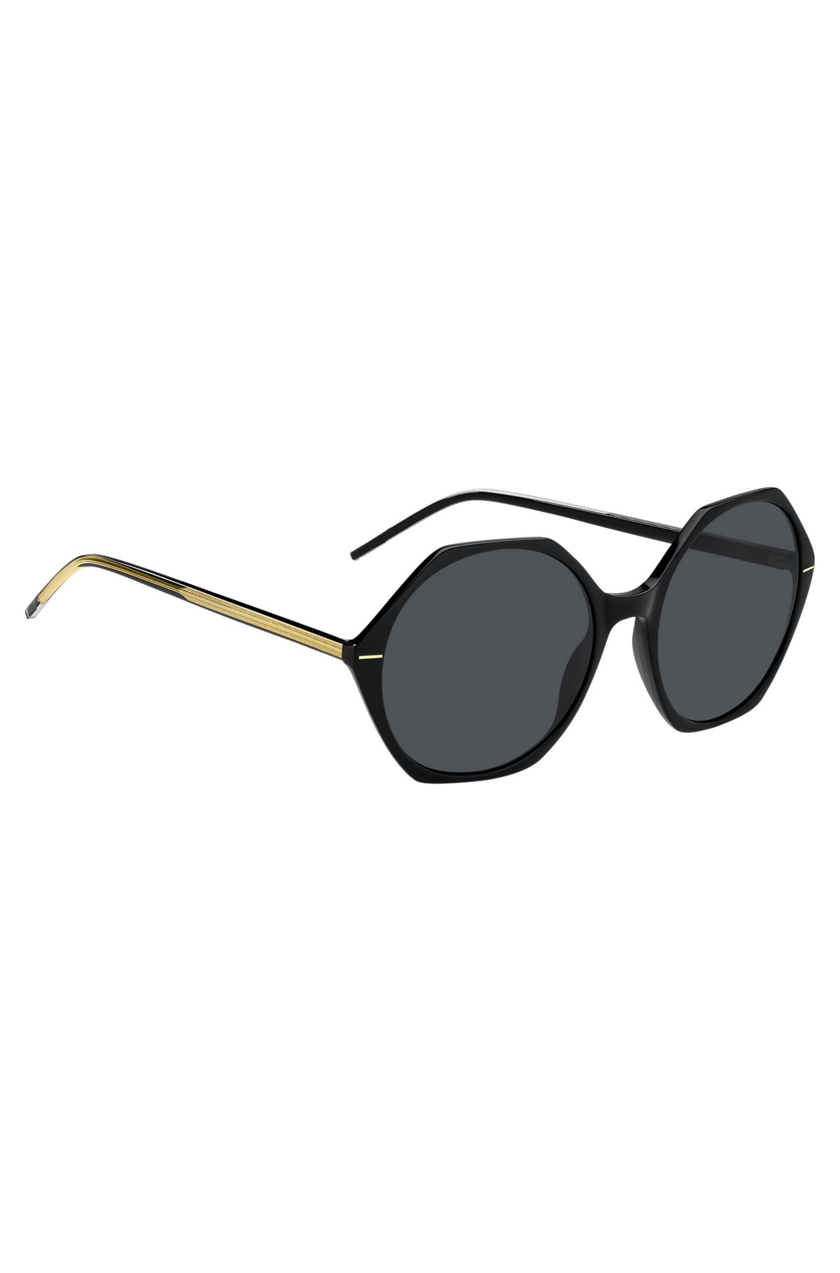 Black-acetate sunglasses with angular frames, Black