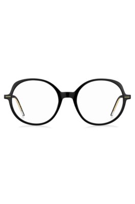 Monture optique en acétate noir avec détails dorés