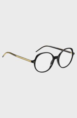 Monture optique en ac&eacute;tate noir avec d&eacute;tails dor&eacute;s, Noir