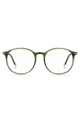 Green-acetate optical frames with gold-tone detailing, Green