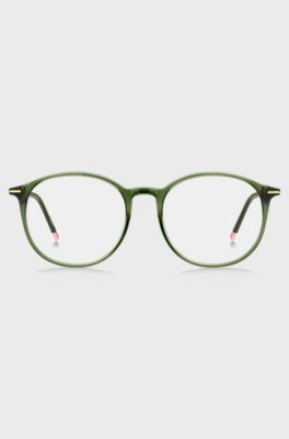 Green-acetate optical frames with gold-tone detailing, Green
