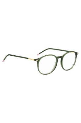 Green-acetate optical frames with gold-tone detailing, Green