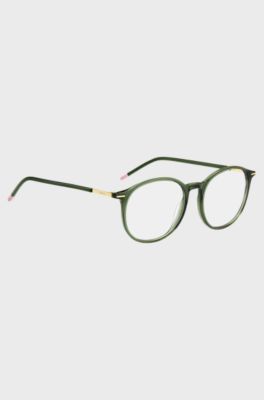 Green-acetate optical frames with gold-tone detailing, Green