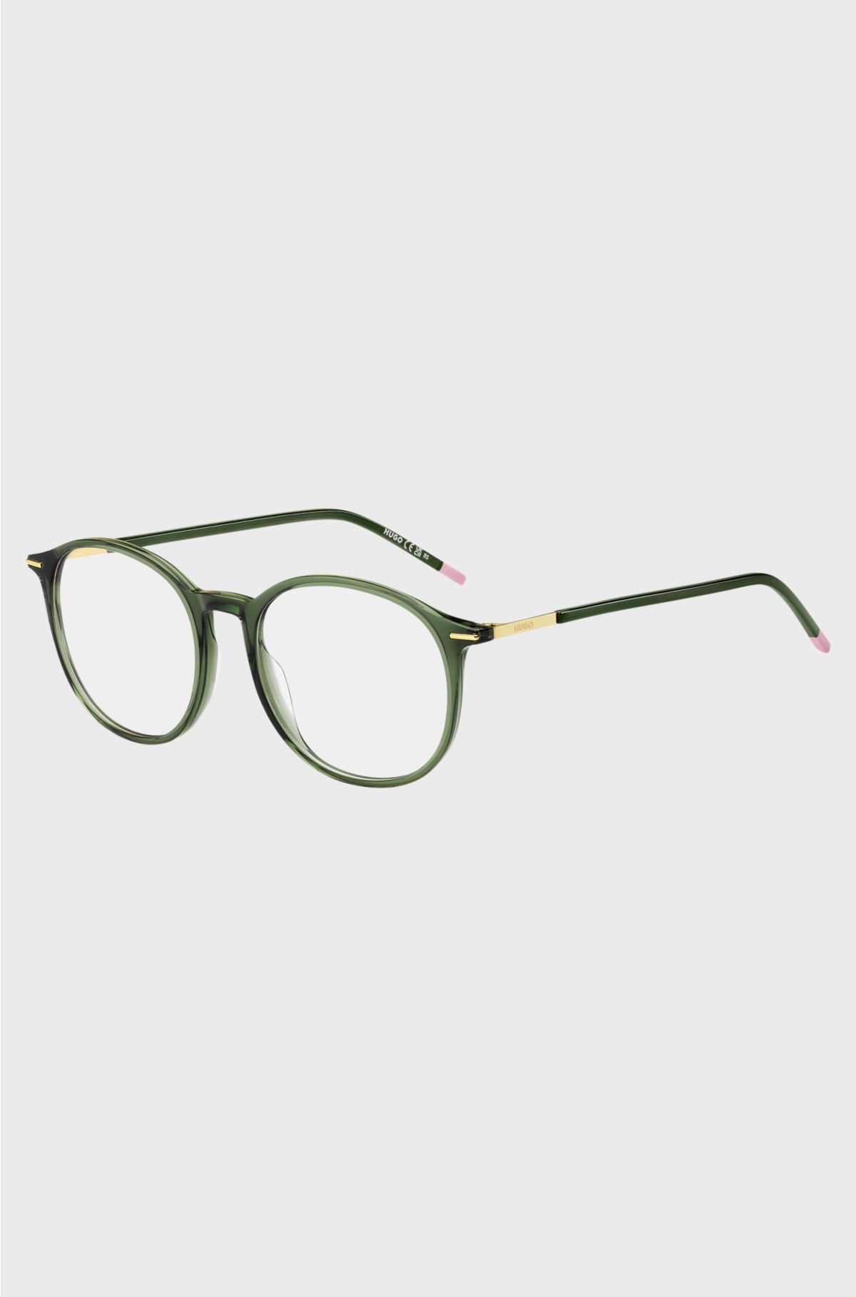 Green-acetate optical frames with gold-tone detailing, Green