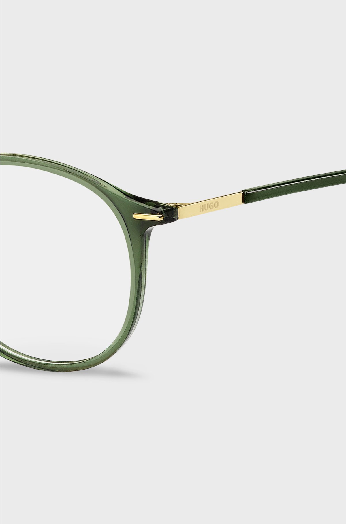 Green-acetate optical frames with gold-tone detailing, Green