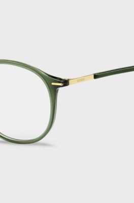 Green-acetate optical frames with gold-tone detailing, Green