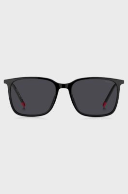 Black optical frames with clip-on shaded lenses, Black