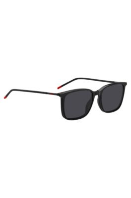 Black optical frames with clip-on shaded lenses, Black