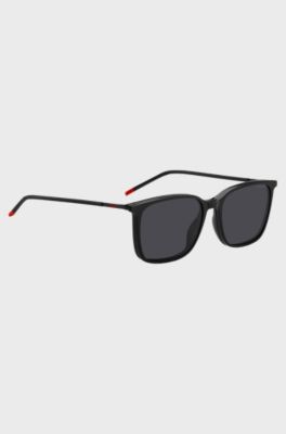 Black optical frames with clip-on shaded lenses, Black