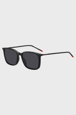 Black optical frames with clip-on shaded lenses, Black