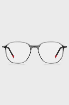 Transparent-acetate optical frames with branded temples, Grey