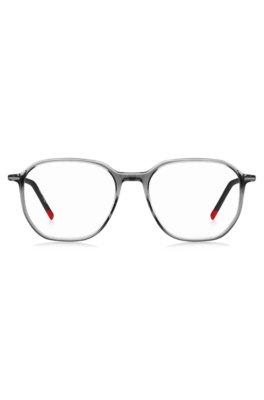 Monture optique en acétate transparent avec branches logotées