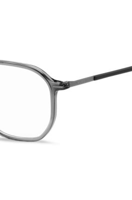 Transparent-acetate optical frames with branded temples, Grey