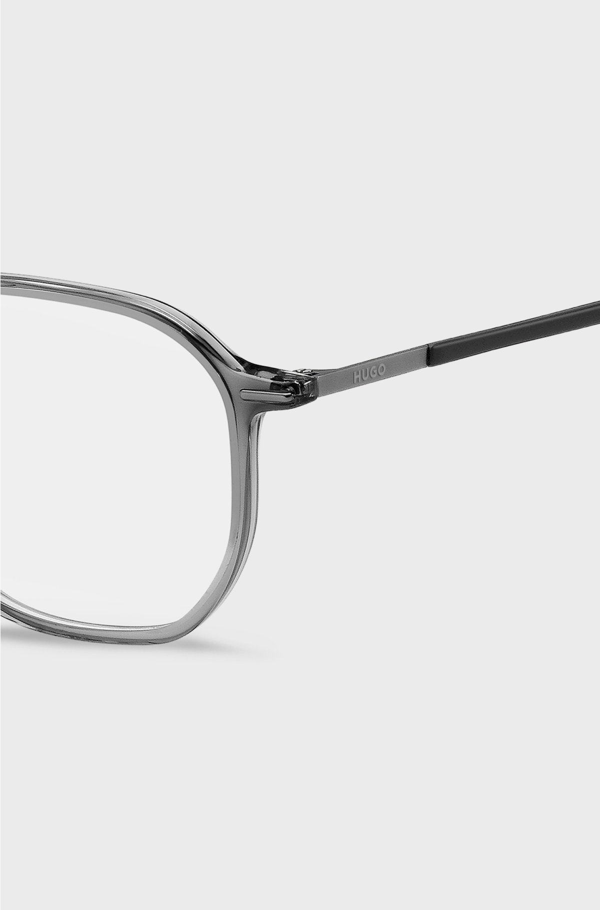 Transparent-acetate optical frames with branded temples, Grey